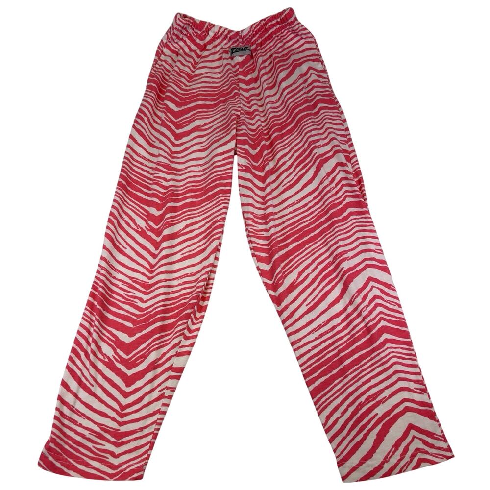 Vintage Zubaz Neon Pink & White Zebra Print Drawstring Lounge Pants Mens Size S